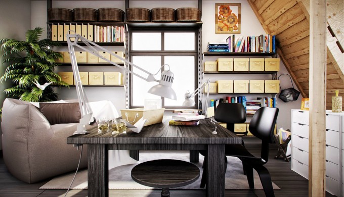 Stylish-Fashionable-Workspace-Designs-Image-01-Wonderful-Workspace-Designs-with-Black-Wooden-Table-And-Chairs-by-Annkos