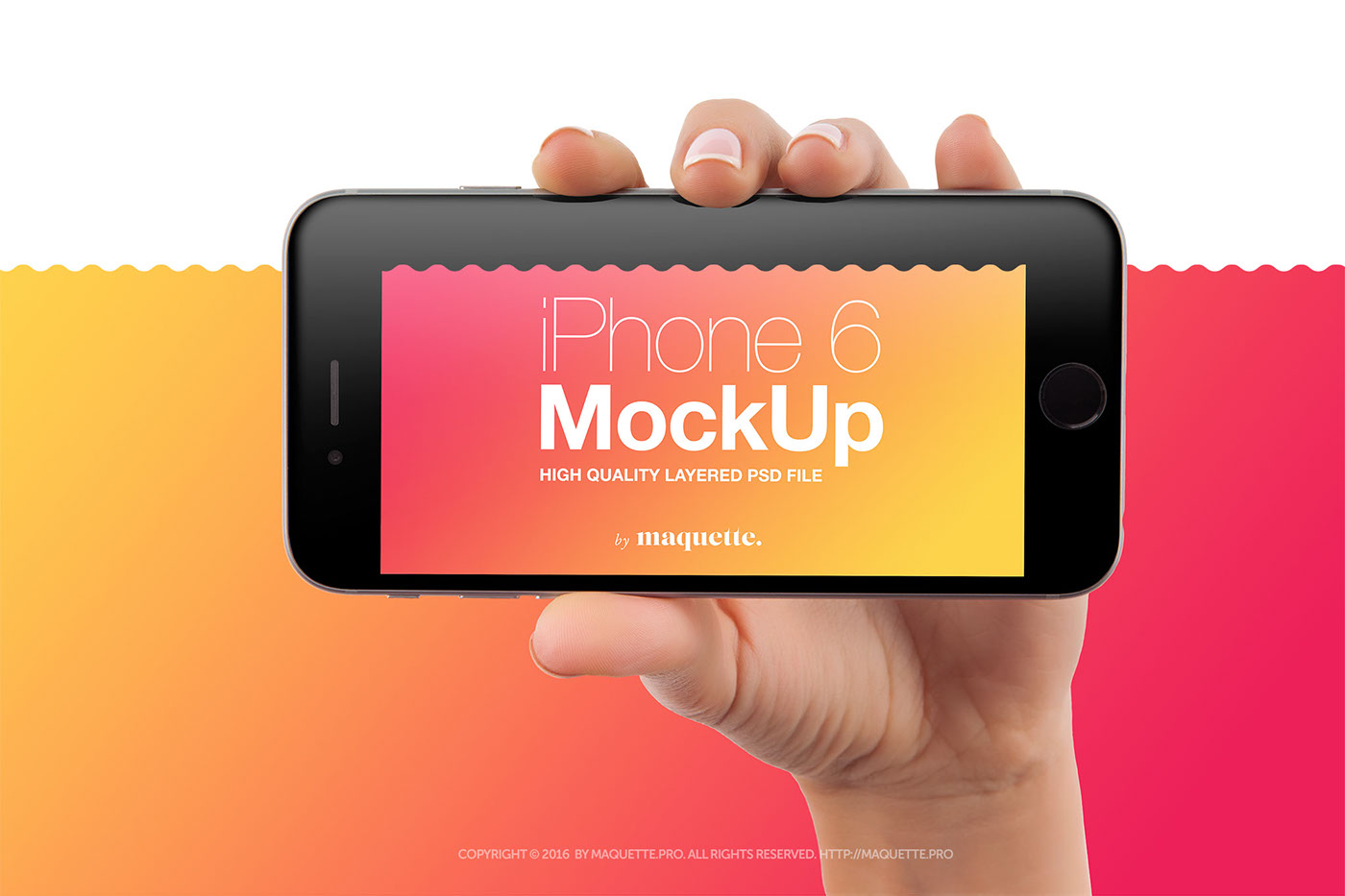 iPhone 6 in Female Hand PSD Mockup