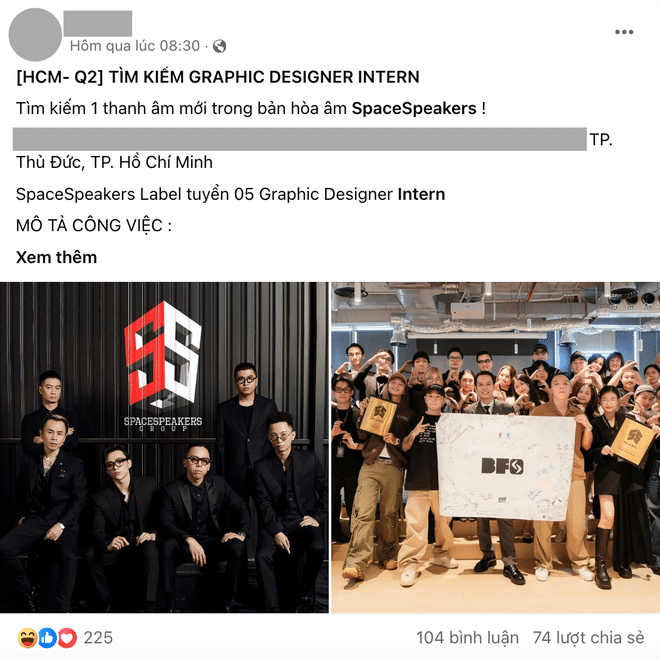 Xôn xao bài đăng tuyển thực tập sinh thiết kế cho SpaceSpeakers: Hỗ trợ 2 triệu, làm 8 tiếng/ngày và được làm việc, giao lưu với nghệ sĩ - Ảnh 1.