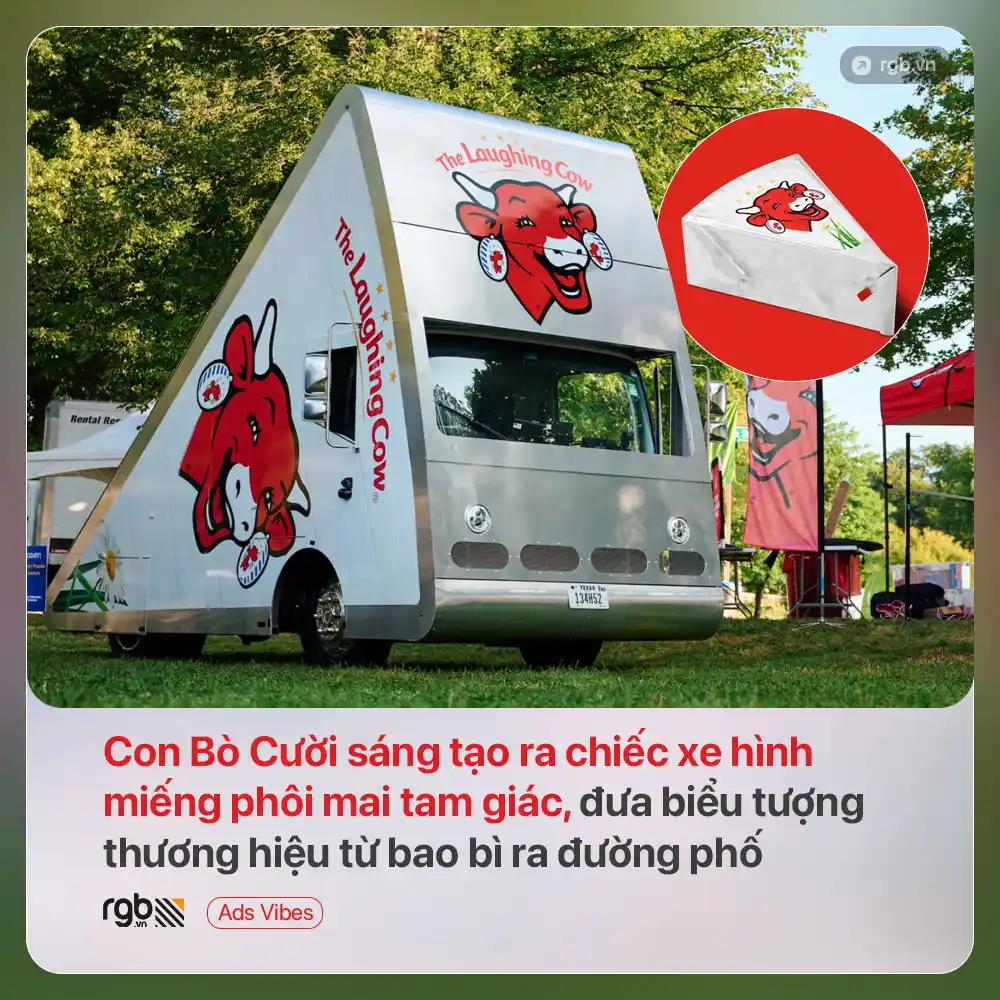 Con Bò Cười tạo ra chiếc xe hình miếng phôi mai tam giác, đưa biểu tượng thương hiệu ra đường phố