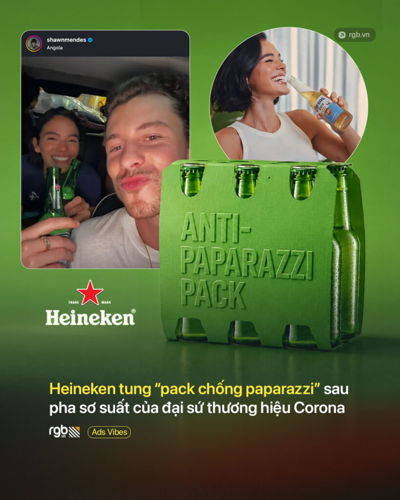 Heineken tung “pack chống paparazzi” sau pha sơ suất của đại sứ thương hiệu Corona