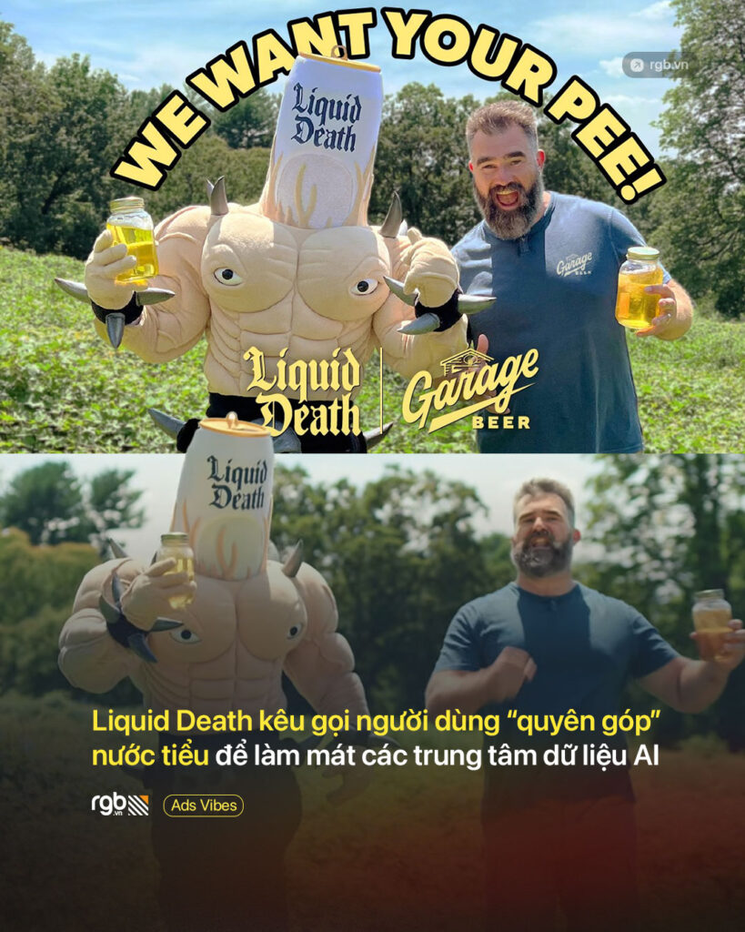 Liquid Death kêu gọi người dùng “quyên góp” nước tiểu để làm mát trung tâm dữ liệu AI - màn marketing hài hước