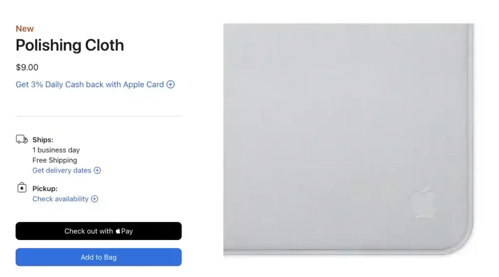 Apple tăng giá Mac, nhưng bất ngờ giảm hơn 50% giác chiếc khăn lau màn hình Polishing Cloth