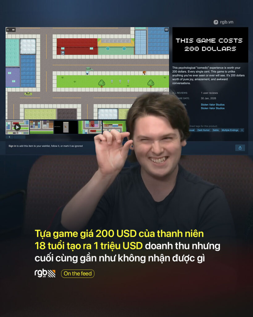 Tựa game viral của thanh niên 18 tuổi tạo ra 1 triệu USD doanh thu trên Steam, nhưng cuối cùng gần như không nhận được gì