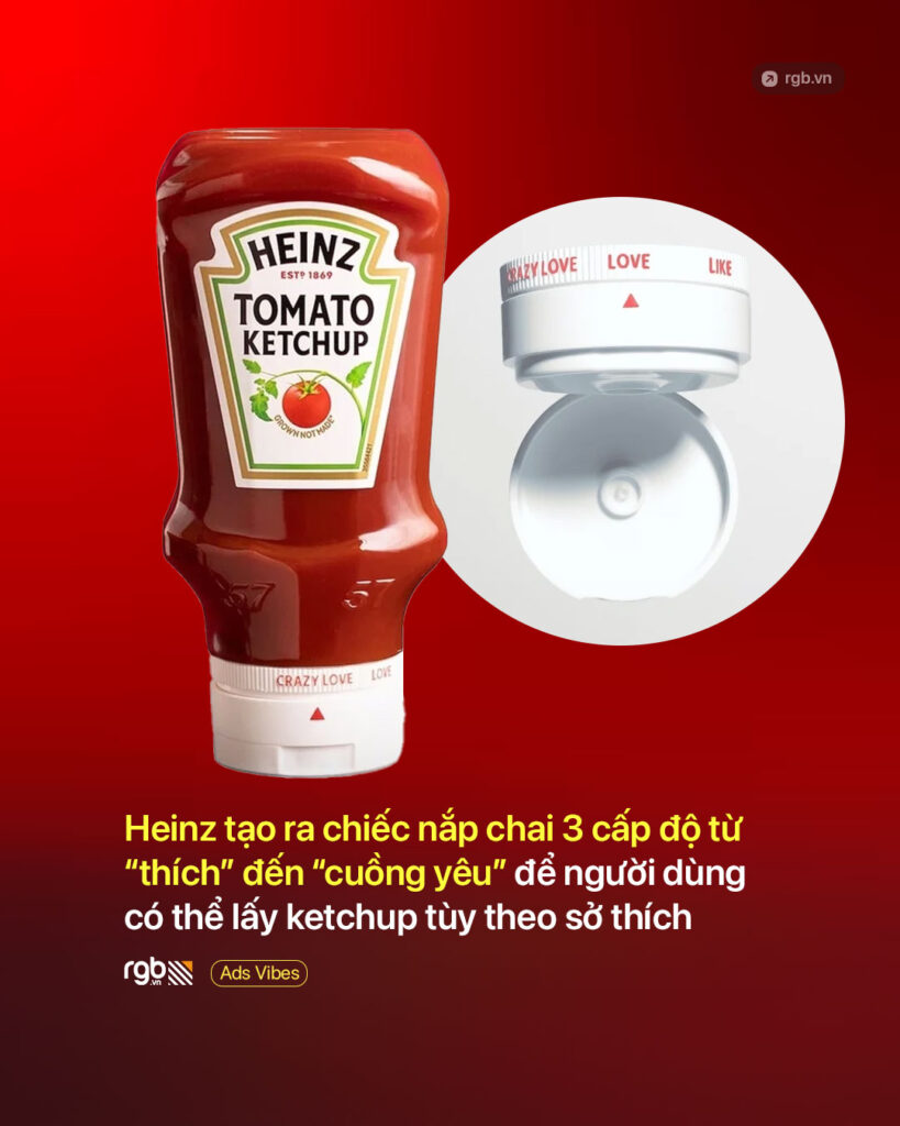 Từ “thích” đến “cuồng yêu”: Heinz tạo ra chiếc nắp chai 3 cấp độ để người dùng lấy ketchup tùy theo sở thích