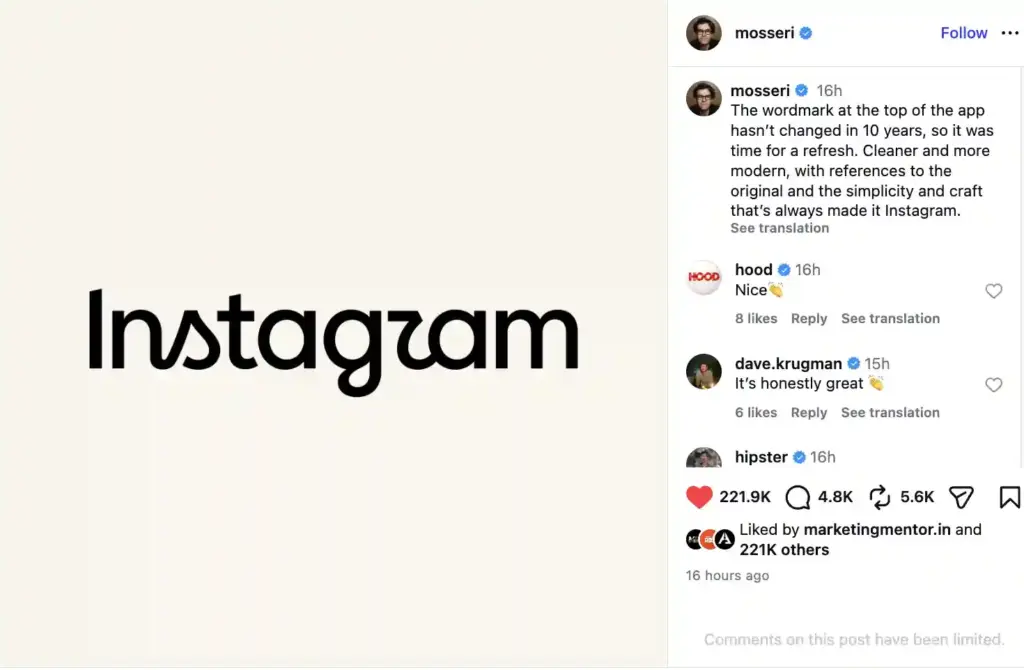 Instagram ra mắt logo chữ mới sau một thập kỷ