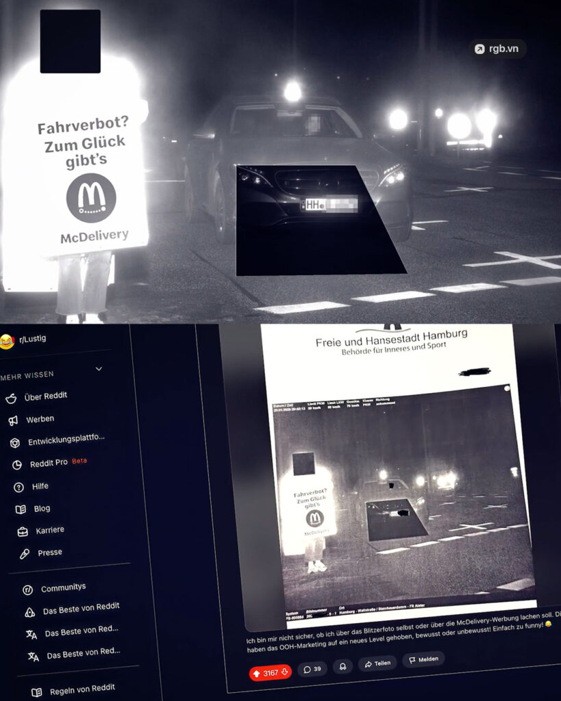 Chiến dịch quảng cáo đạt giải Cannes Lions 2026: McDonald’s đặt quảng cáo cạnh camera bắn tốc độ để xuất hiện trên ảnh phạt nguội của tài xế