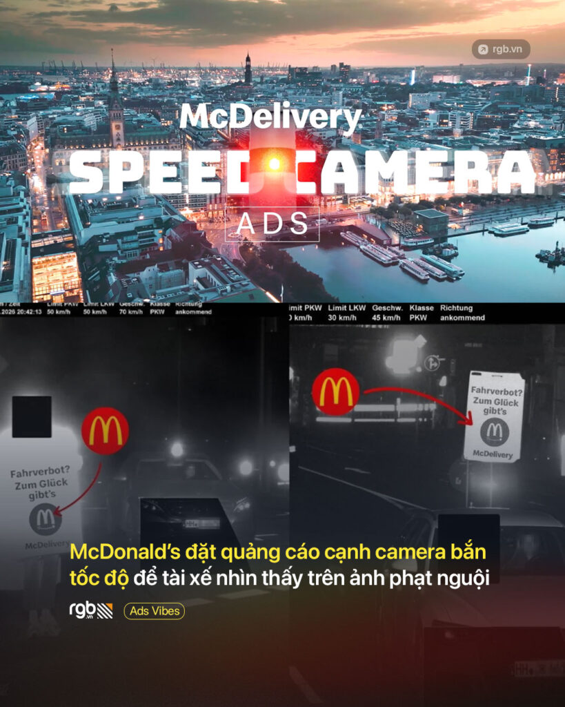 Chiến dịch quảng cáo đạt giải Cannes Lions 2026: McDonald’s đặt quảng cáo cạnh camera bắn tốc độ để xuất hiện trên ảnh phạt nguội của tài xế