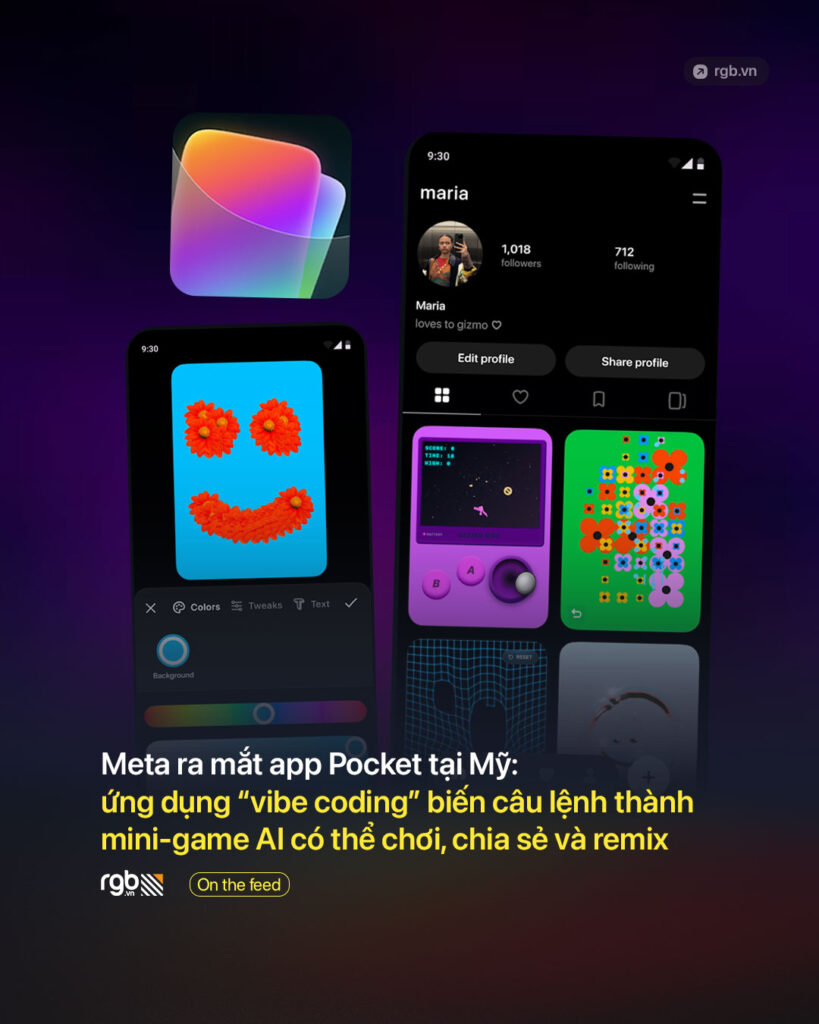 Meta ra mắt app Pocket: ứng dụng “vibe coding” biến câu lệnh thành mini-game AI có thể chơi, chia sẻ và remix
