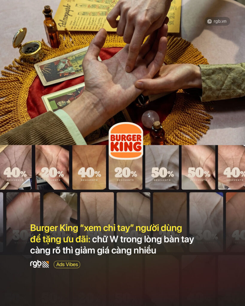 Burger King “xem chỉ tay” người dùng để tặng ưu đãi: chữ W trong lòng bàn tay càng rõ thì giảm giá càng nhiều - chiến dịch marketing đậm chất địa phương