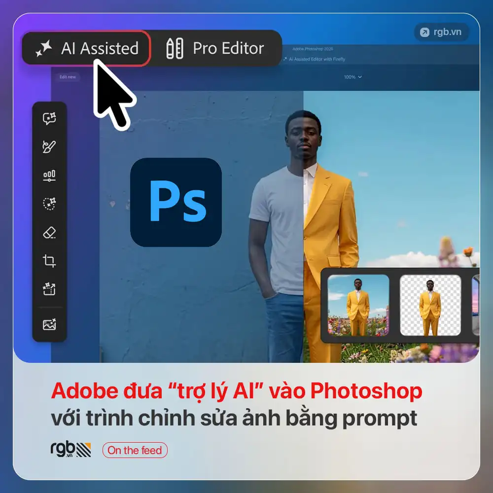 Adobe đưa “trợ lý AI” vào Photoshop với trình chỉnh sửa ảnh bằng prompt