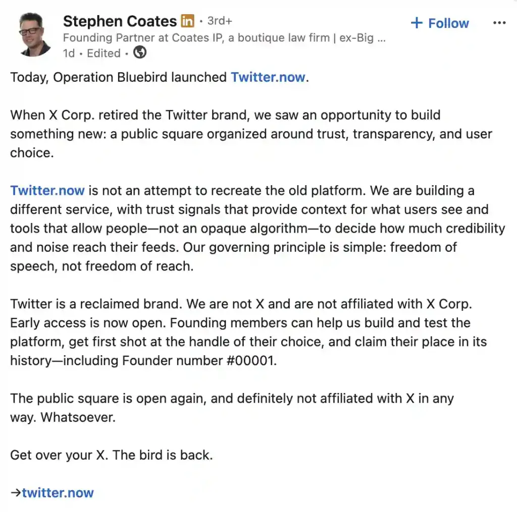 Twitter bất ngờ trở lại với logo chim xanh, nhưng không liên quan đến X của Elon Musk