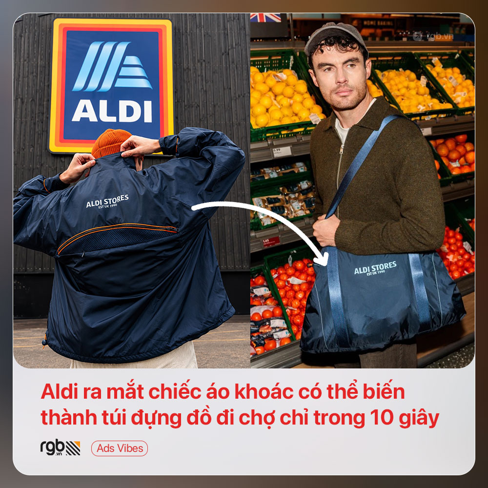 Aldi biến áo khoác thành túi đựng đồ đi chợ chỉ trong 10 giây