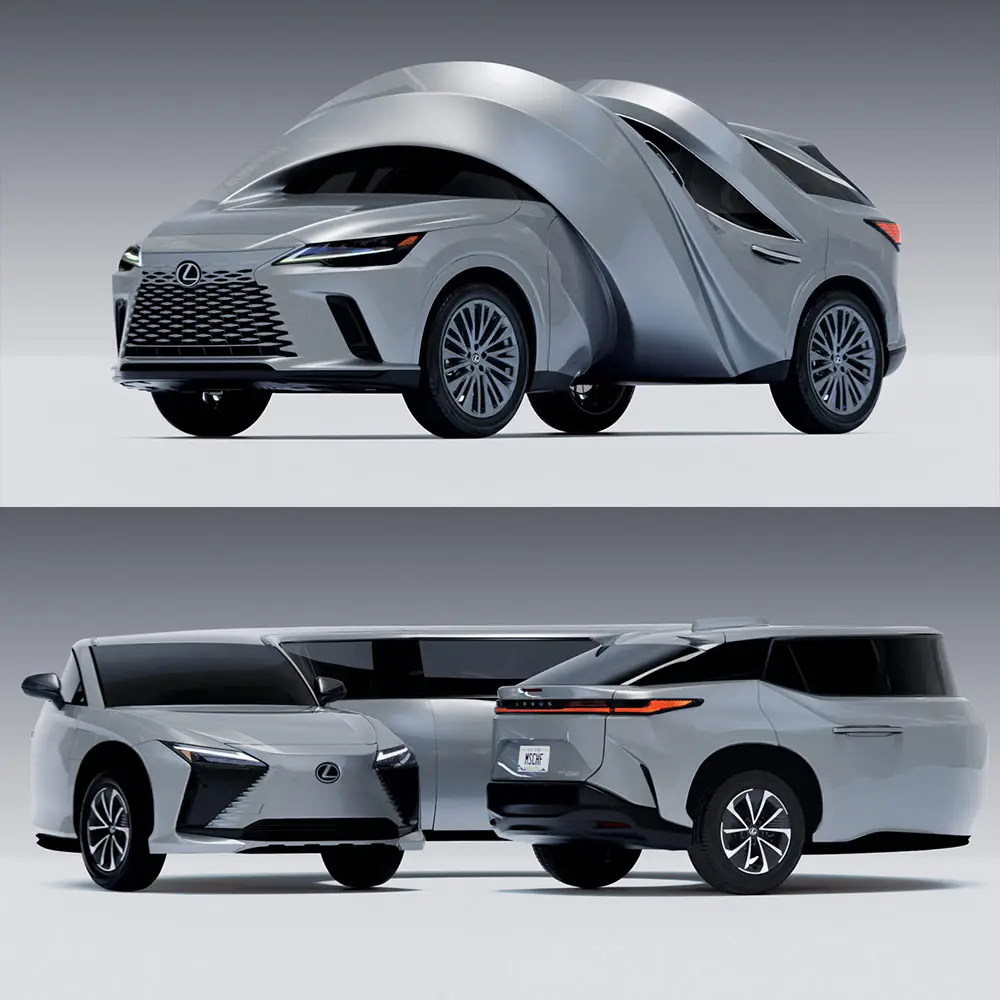 MSCHF “bẻ cong” những chiếc xe Lexus theo đúng nghĩa đen tại triển lãm MOTOMORPHOSIS