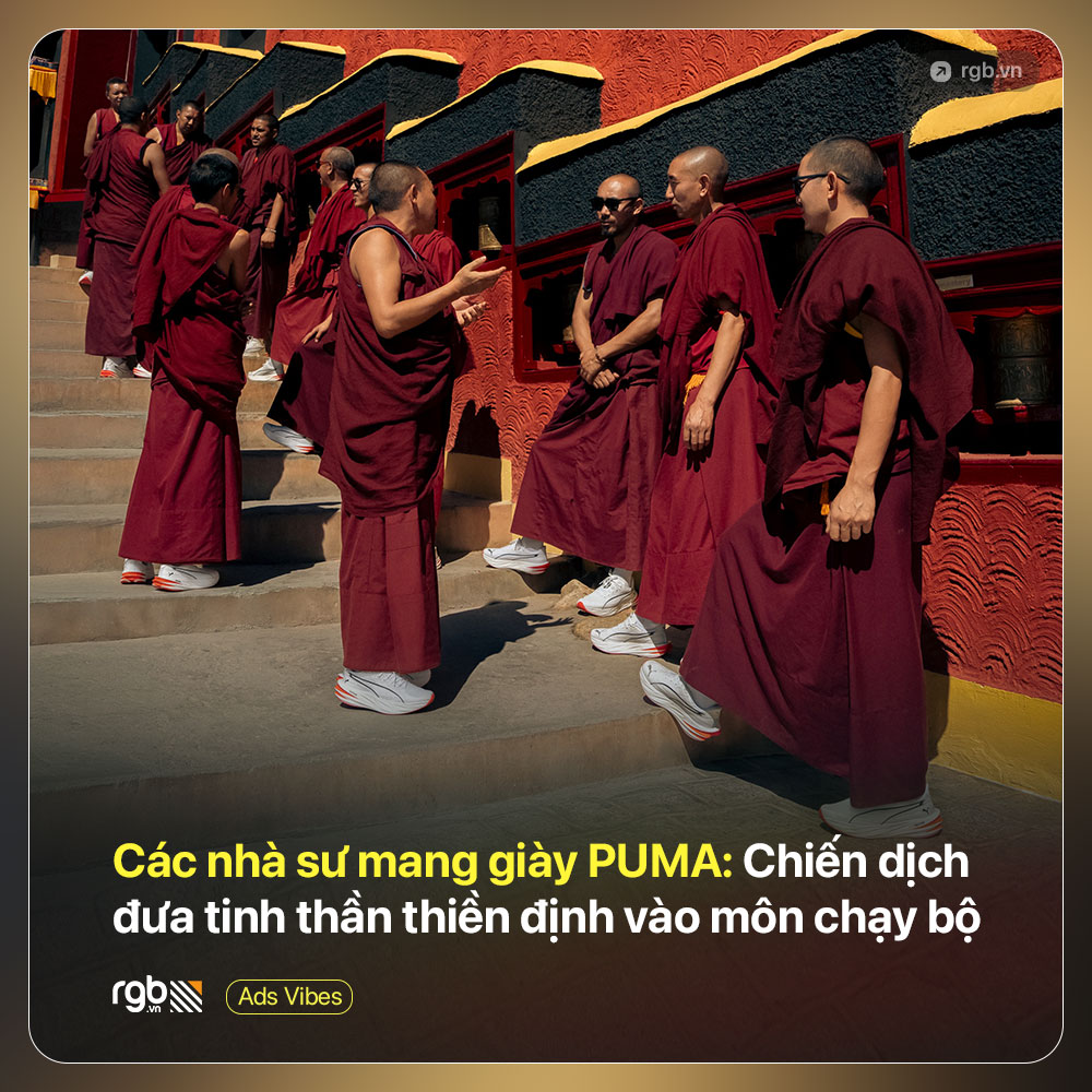 Bộ ảnh các nhà sư mang giày PUMA viral mạng xã hội, chứng minh chạy bộ cũng là thiền định