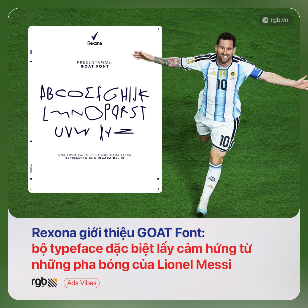 Rexona giới thiệu GOAT Font - bộ typeface đặc biệt lấy cảm hứng từ những pha bóng của Lionel Messi