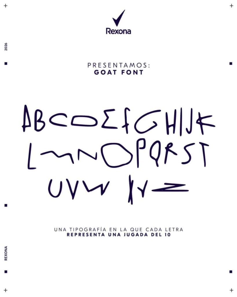 Rexona giới thiệu GOAT Font - bộ typeface đặc biệt lấy cảm hứng từ những pha bóng của Lionel Messi