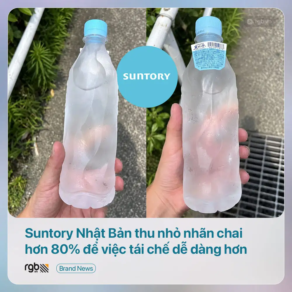 Suntory Nhật Bản thu nhỏ nhãn chai nước để việc tái chế trở nên dễ dàng hơn