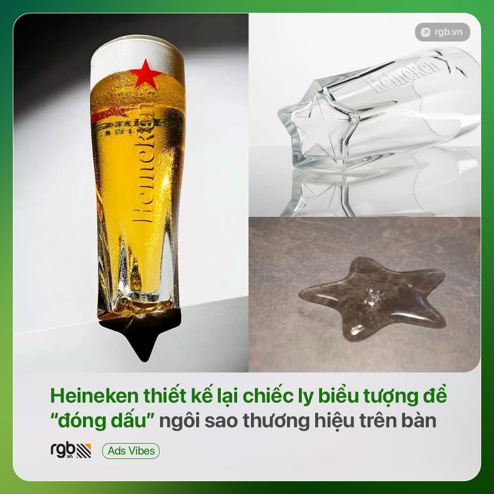 Heineken thiết kế lại chiếc ly biểu tượng để “đóng dấu” ngôi sao thương hiệu trên bàn