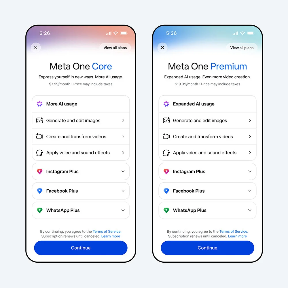Meta ra mắt gói trả phí Meta One với hơn 50 tính năng trên Instagram, Facebook, WhatsApp và Meta AI