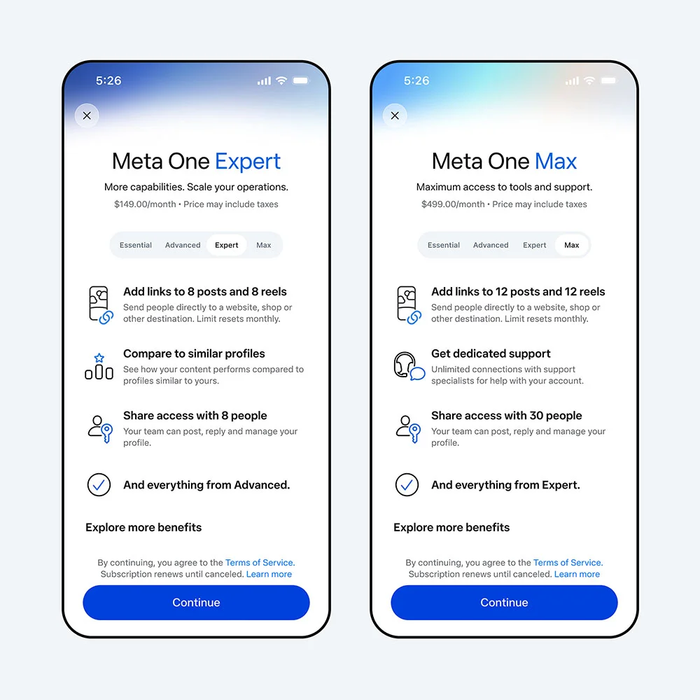 Meta ra mắt gói trả phí Meta One với hơn 50 tính năng trên Instagram, Facebook, WhatsApp và Meta AI