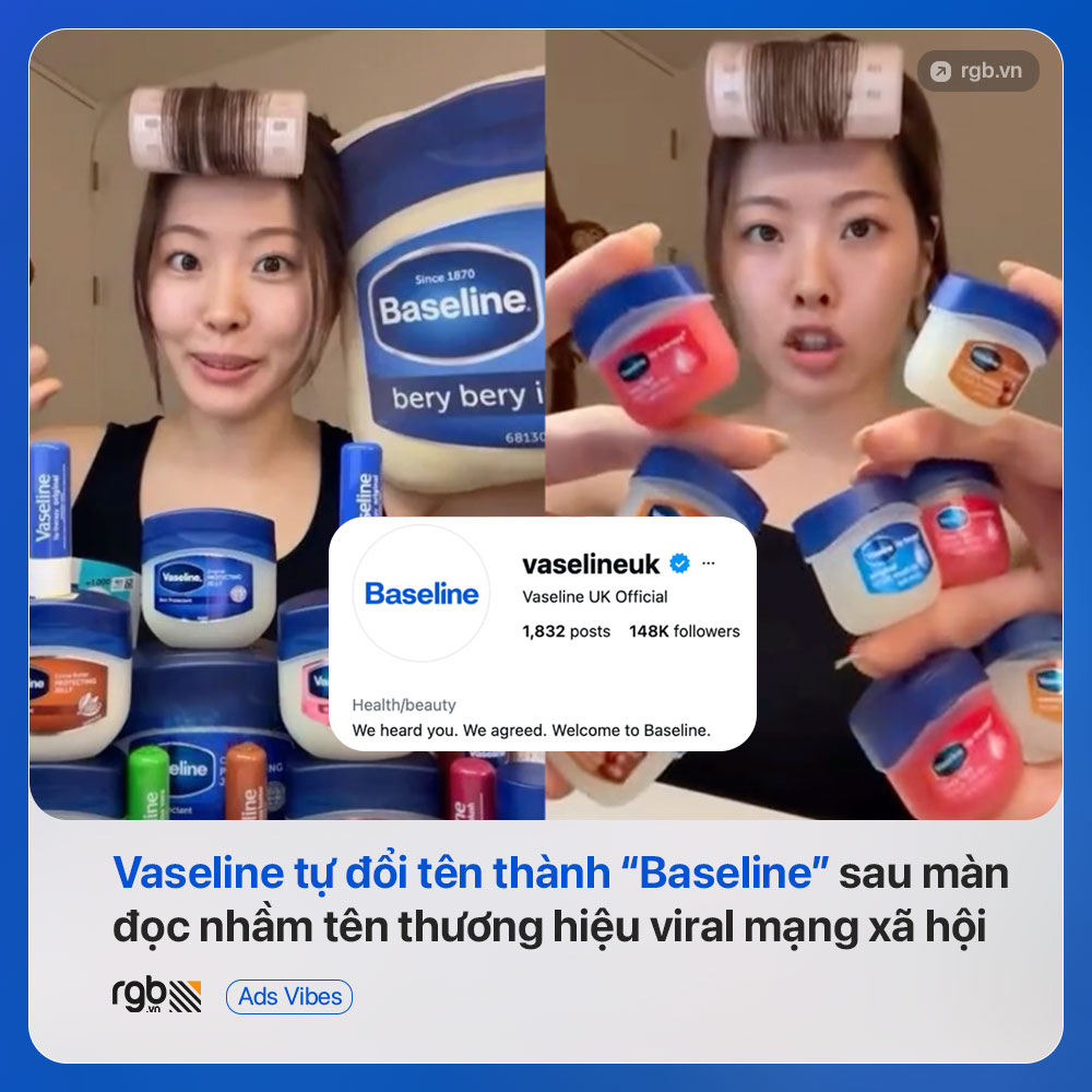 Vaseline tự đổi tên thành “Baseline” sau màn "đọc nhầm" tên thương hiệu viral mạng xã hội