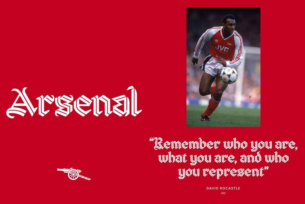 Arsenal giới thiệu bộ font chữ độc quyền lấy cảm hứng từ huyền thoại David Rocastle