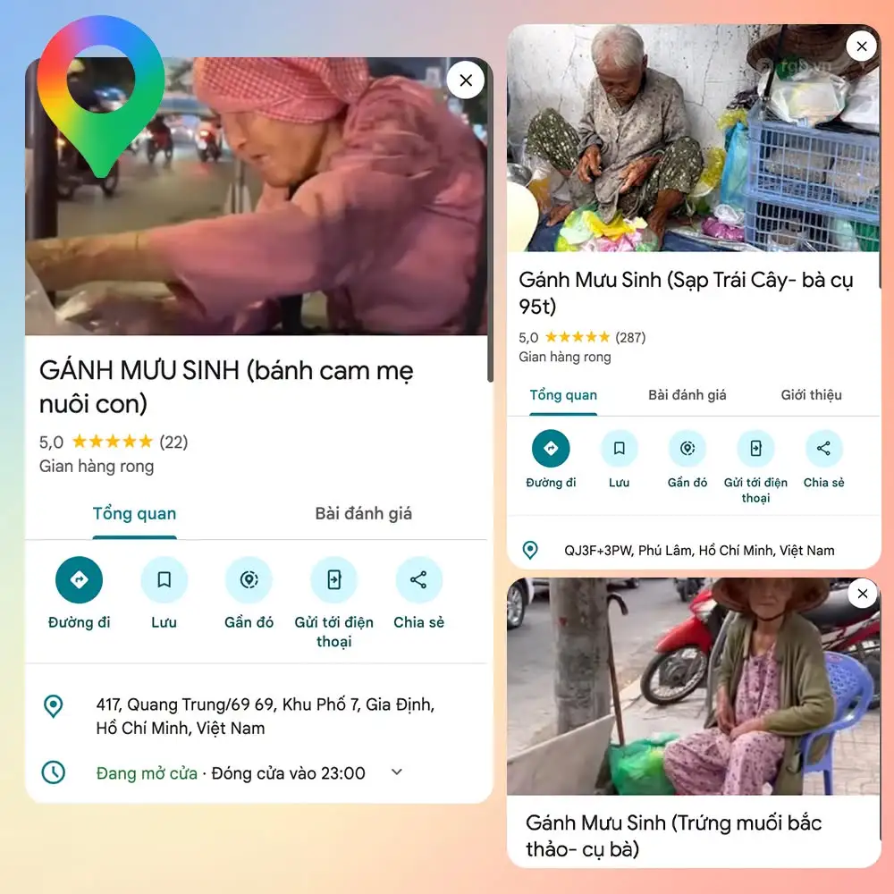 Google Maps Việt Nam bất ngờ xuất hiện loạt “Gánh Mưu Sinh”, dẫn đường đến những hàng rong của người lớn tuổi