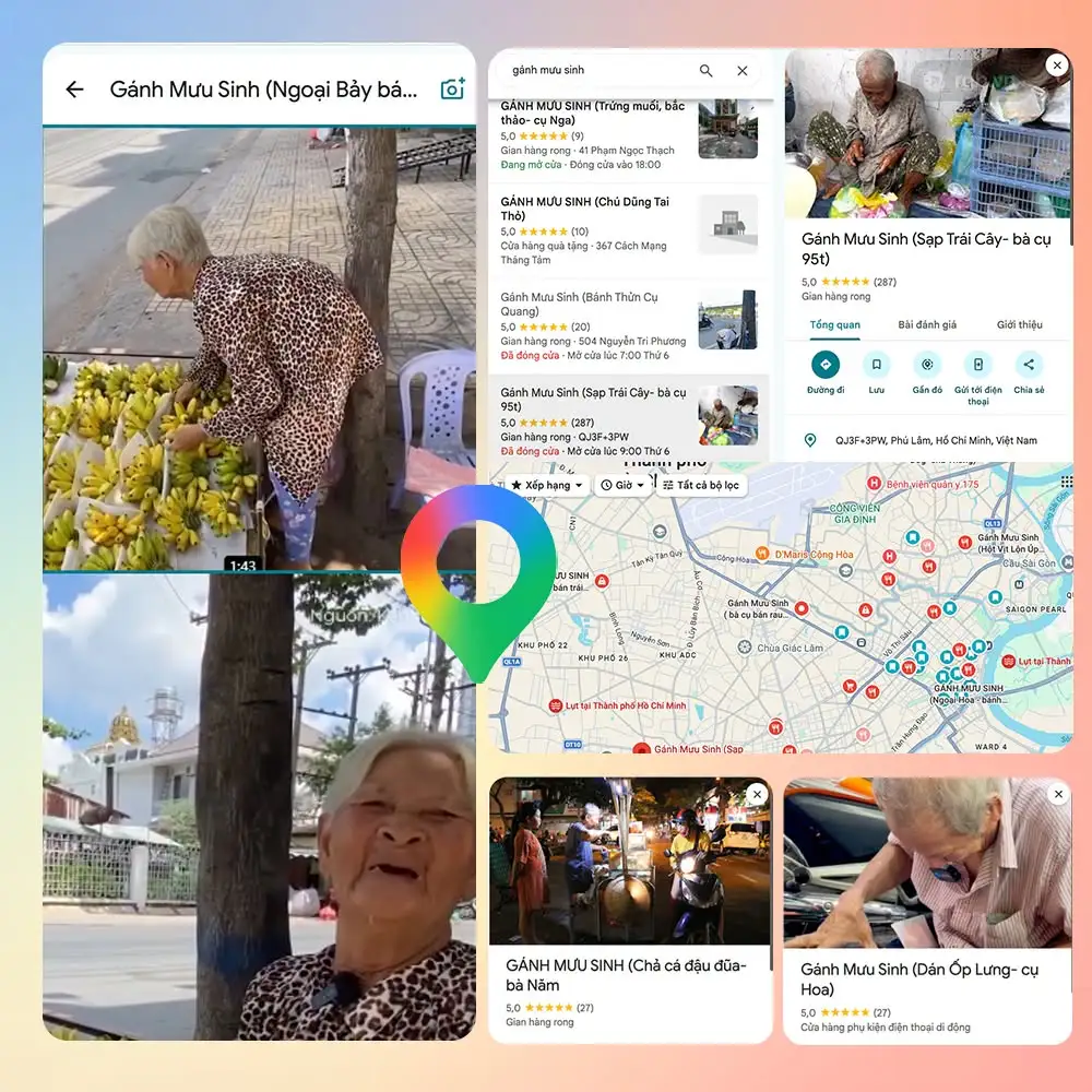 Google Maps Việt Nam bất ngờ xuất hiện loạt “Gánh Mưu Sinh”, dẫn đường đến những hàng rong của người lớn tuổi
