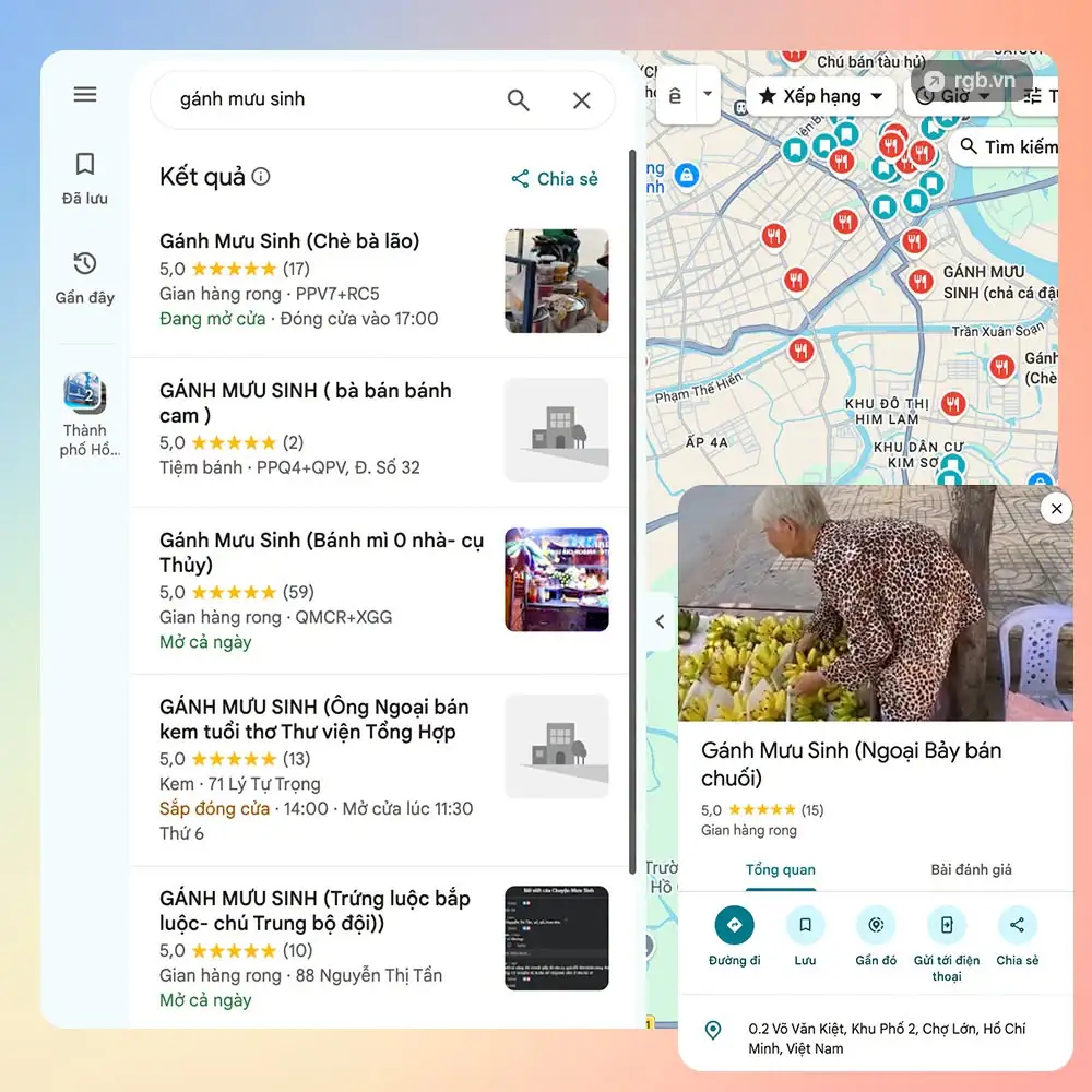 Google Maps Việt Nam bất ngờ xuất hiện loạt “Gánh Mưu Sinh”, dẫn đường đến những hàng rong của người lớn tuổi