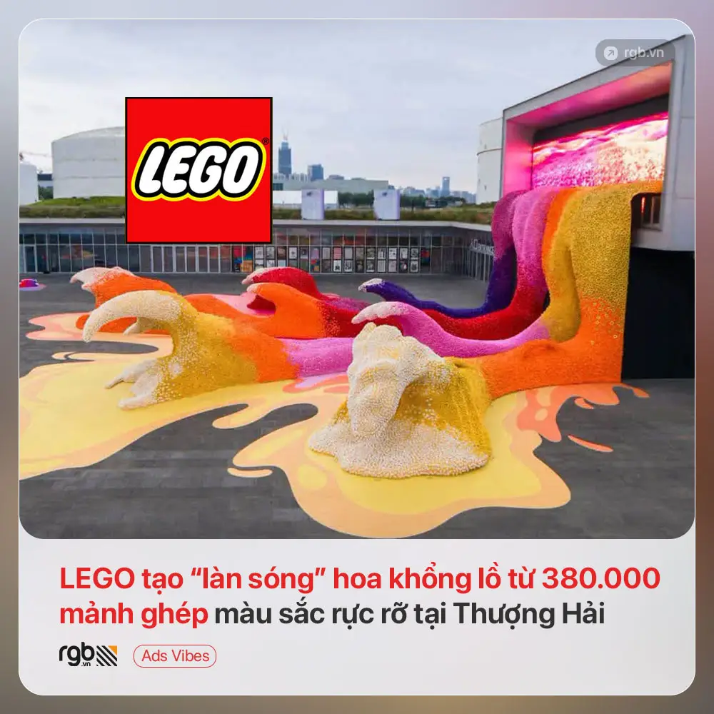 LEGO tạo “làn sóng” hoa khổng lồ từ 380.000 mảnh ghép rực rỡ tại Thượng Hải