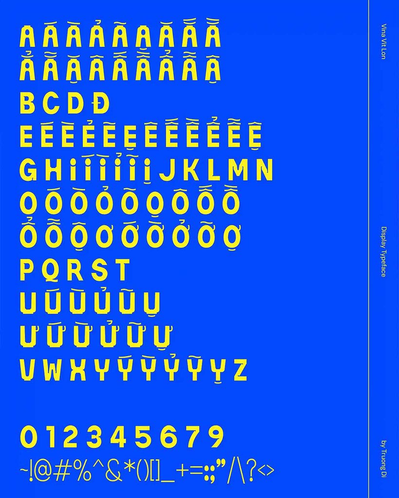 Bộ font Vina Vịt Lộn - Display Typeface lấy cảm hứng từ bảng hiệu hàng quán Việt Nam của designer Truong Di