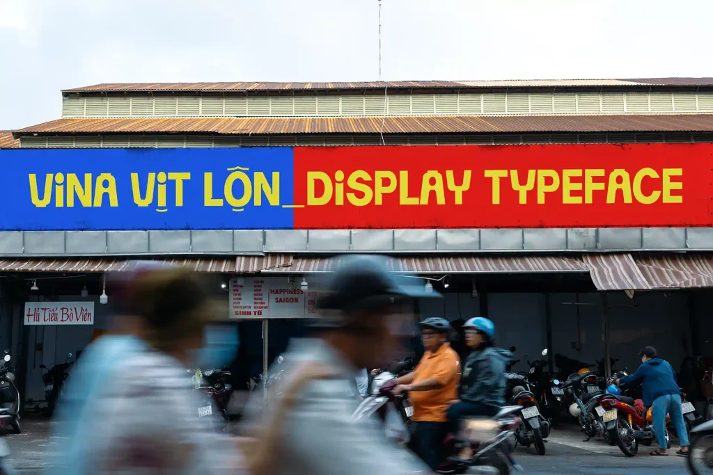 Bộ font Vina Vịt Lộn - Display Typeface lấy cảm hứng từ bảng hiệu hàng quán Việt Nam của designer Truong Di