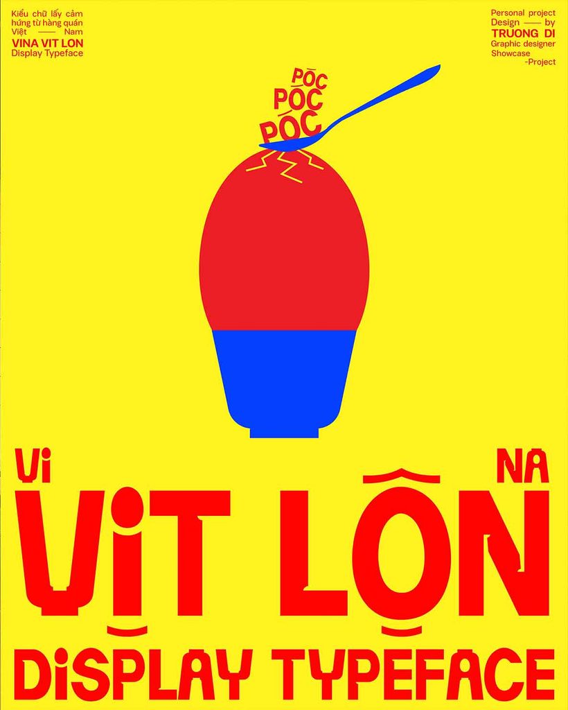 Bộ font Vina Vịt Lộn - Display Typeface lấy cảm hứng từ bảng hiệu hàng quán Việt Nam của designer Truong Di