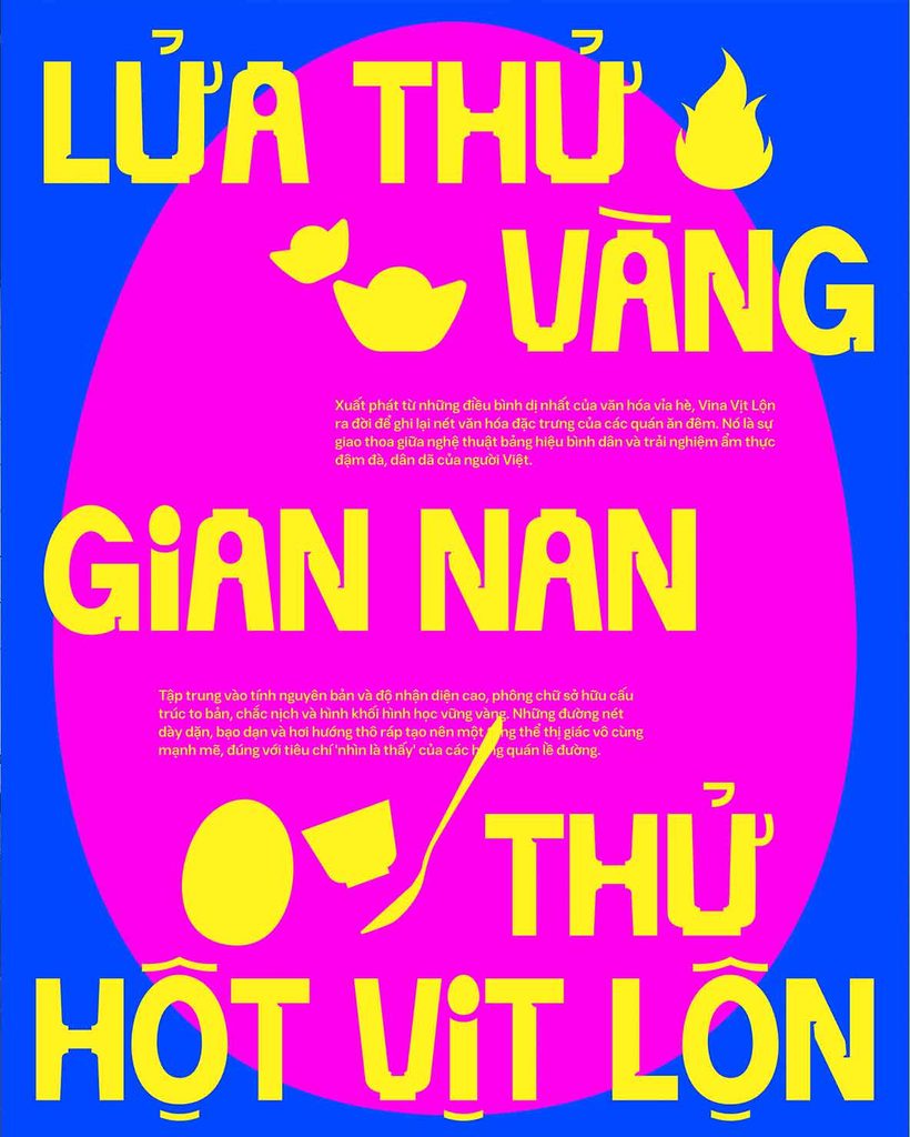 Bộ font Vina Vịt Lộn - Display Typeface lấy cảm hứng từ bảng hiệu hàng quán Việt Nam của designer Truong Di